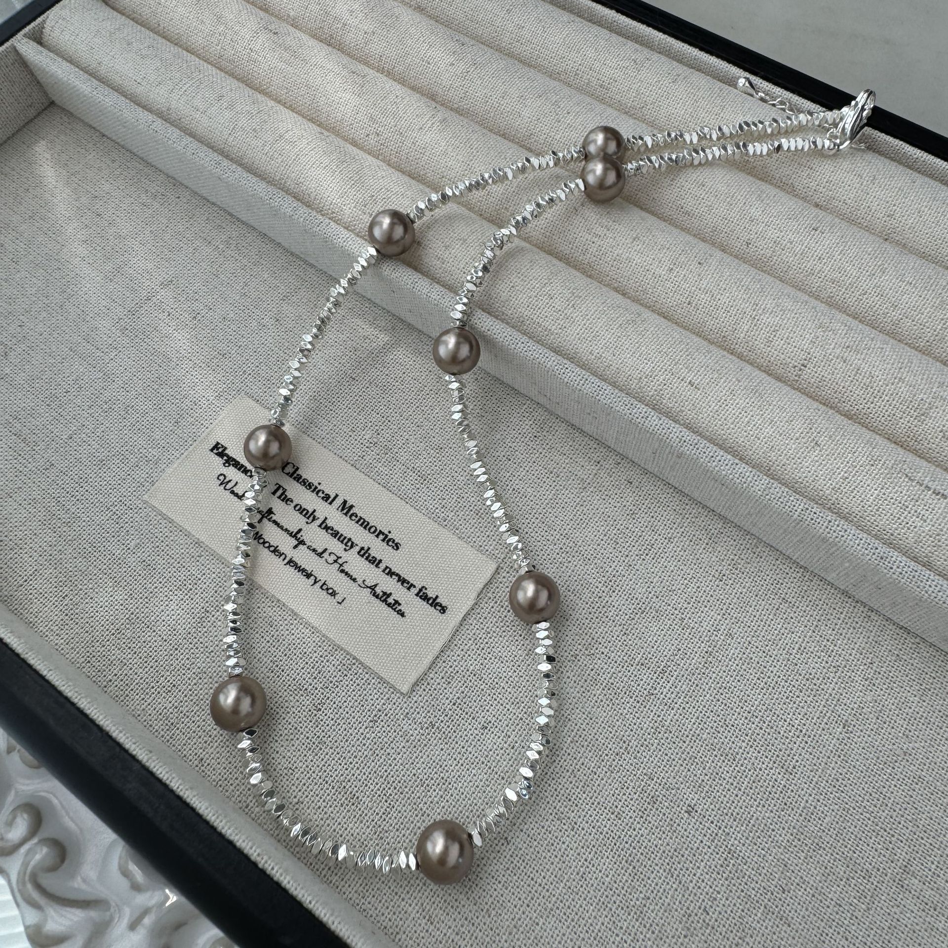 Yuanyou irregular crushed silver Shijia pearl necklace rose drop glaze collarbone chain