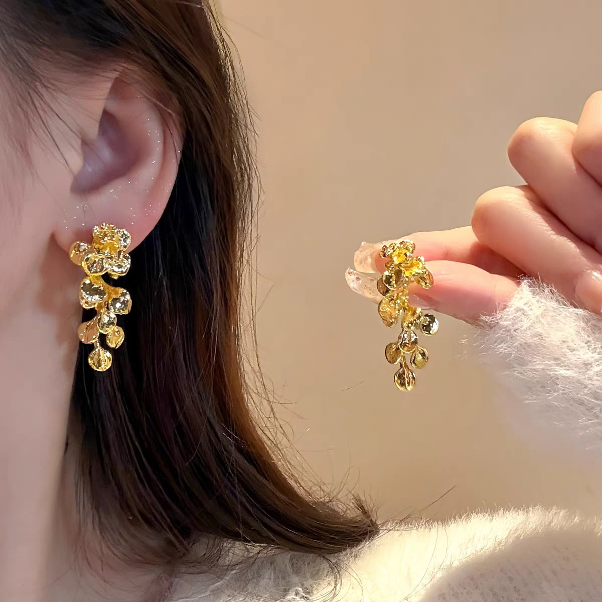23#轻奢金色耳钉吊坠