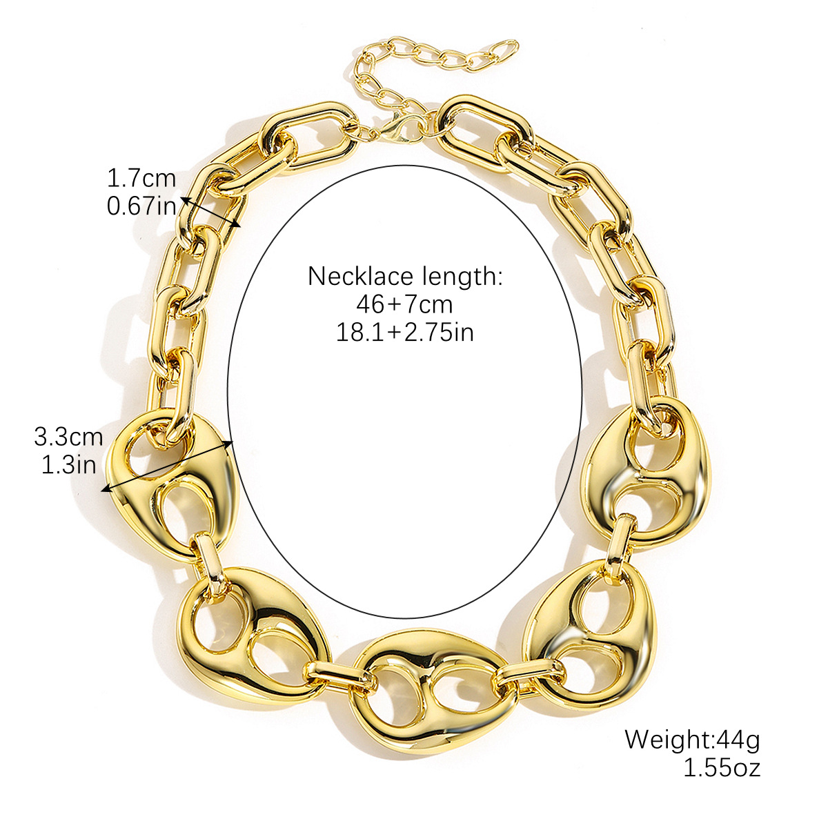 Acrylic pig nose thick chain punk style neck chain niche exaggerated hip-hop necklace