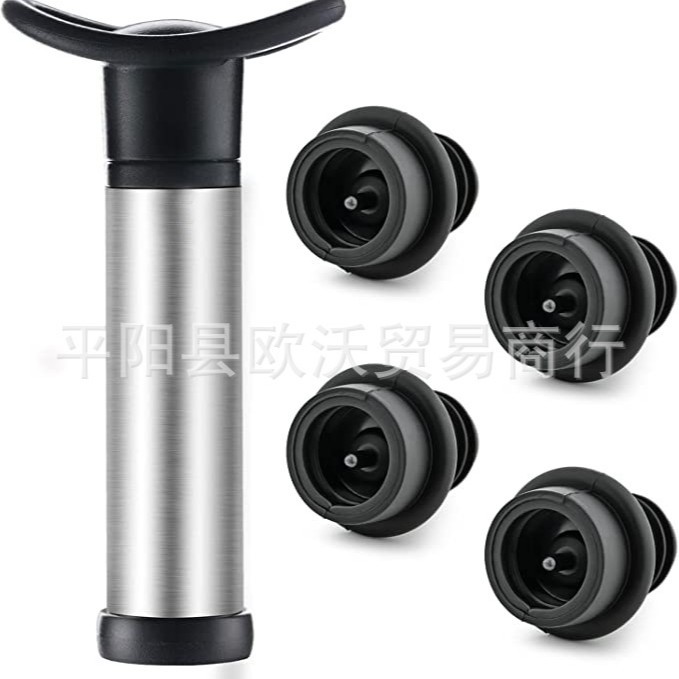 Plastic red wine vacuum multifunctional air pump bottle stopper metal air pump black wine stopper