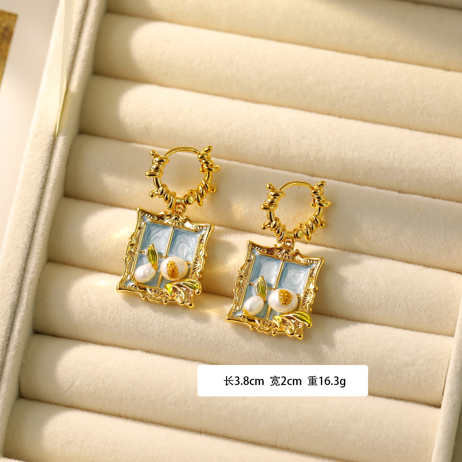 Monet Garden Oil Painting Style Earrings Baroque Natural Pearl Earrings Women Handmade DIY Vintage Ear Studs