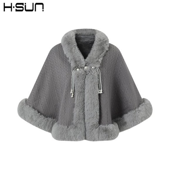 Winter Rabbit Fur Cape Outerwear Warm Women's Cheongsam Chinese Style Cape Outerwear Cardigan