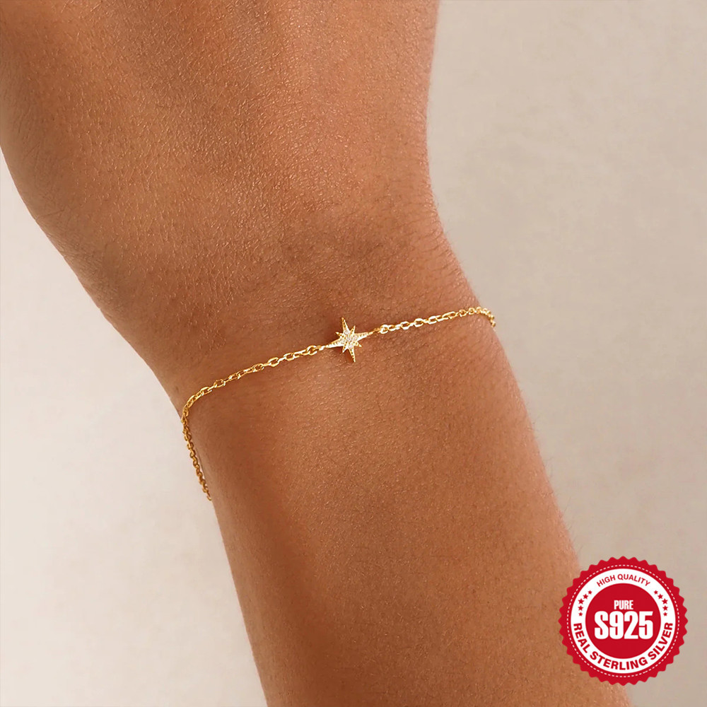 925 sterling silver octagonal star diamond-set bracelet hand jewelry niche bracelet