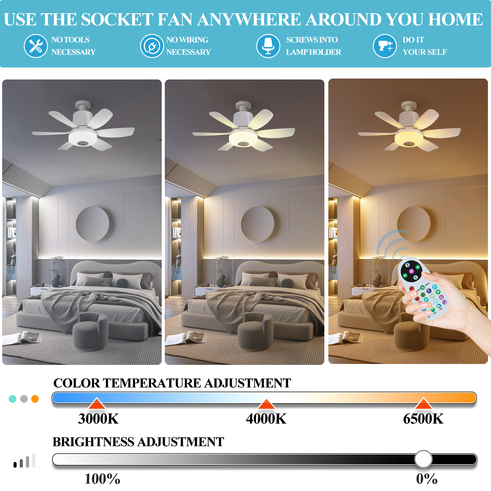 2026 LED Fan Light Bedroom Dining Room Ceiling Fan Light Fan Lighting Fixture EU Certified Fan Light