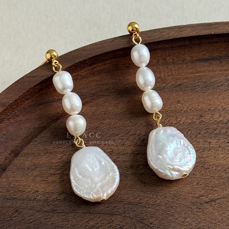 Exquisite Natural Baroque Pearl Earrings Ear Cuff Elegant Daily Earrings