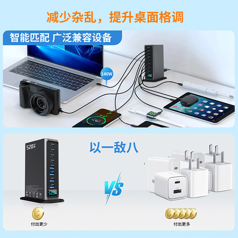 520W GaN Charger Charging Station Apple 17 Laptop Power Adapter Apple Fast Charging Data Cable