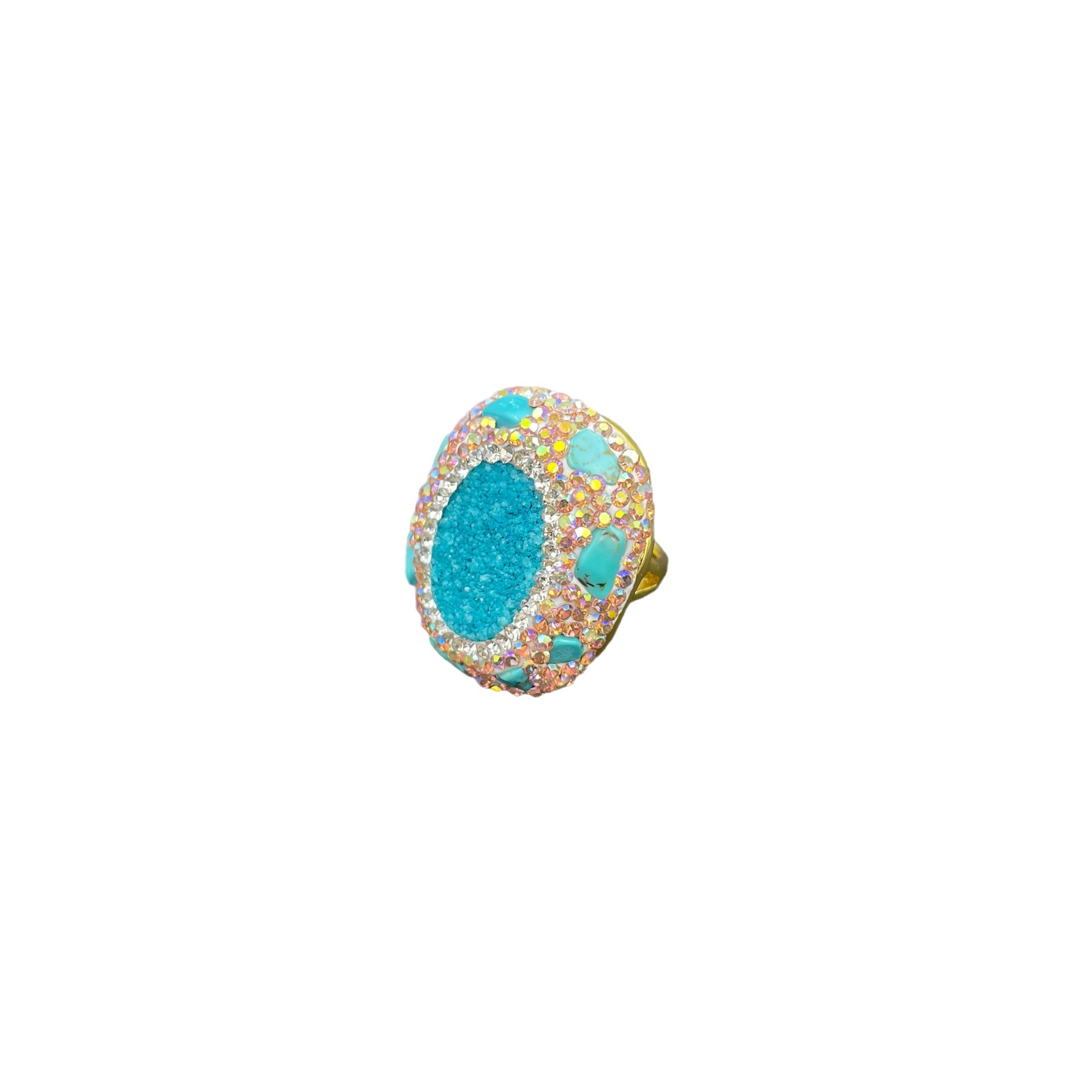 Natural Raw Crystal Tooth Inlaid Raw Stone Ring Emerald Niche Accessories Direct Wholesale