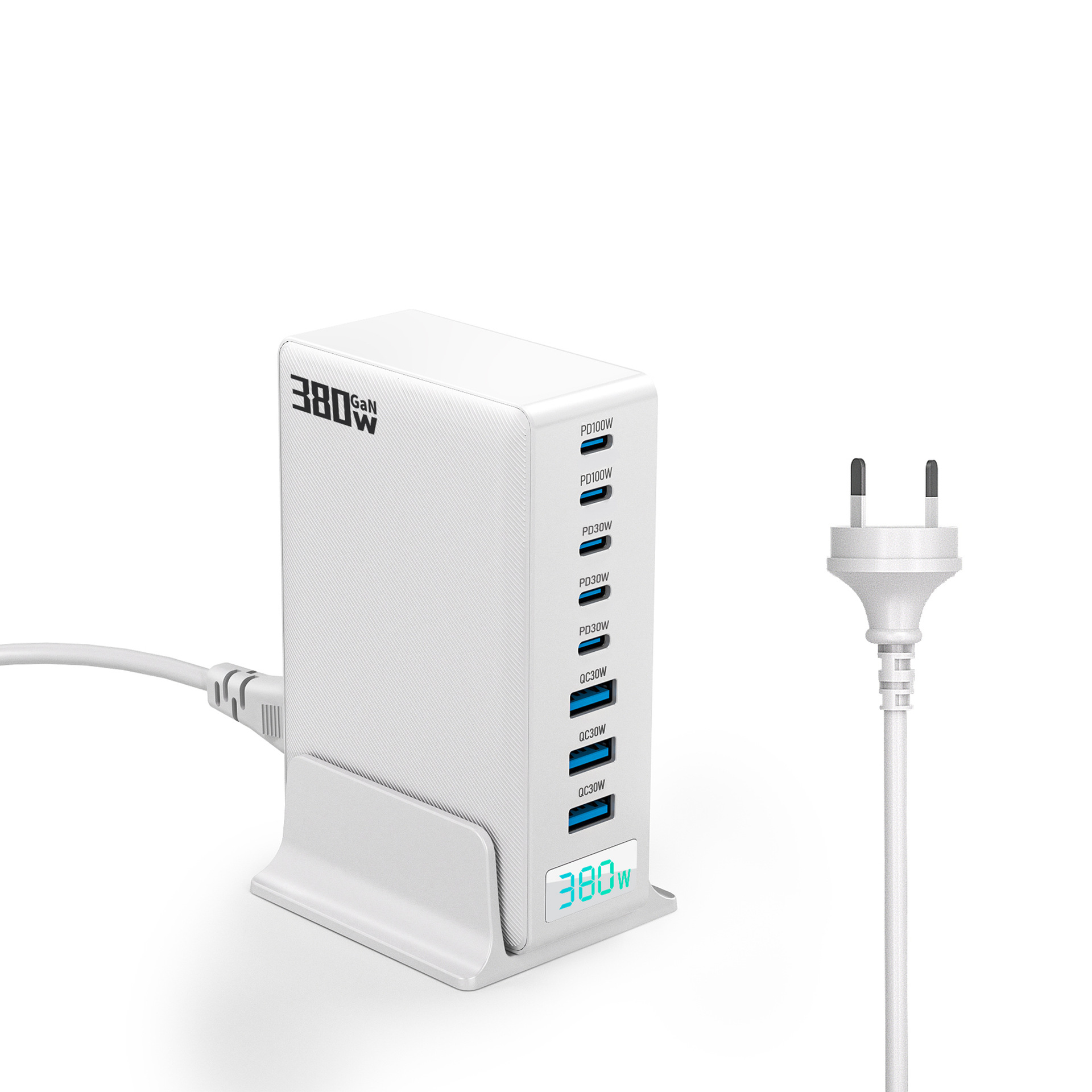 380W GaN Charger Multi-Port Desktop Charging Station Fast Charging Head Compatible with Apple 17 Laptop Power Adapter