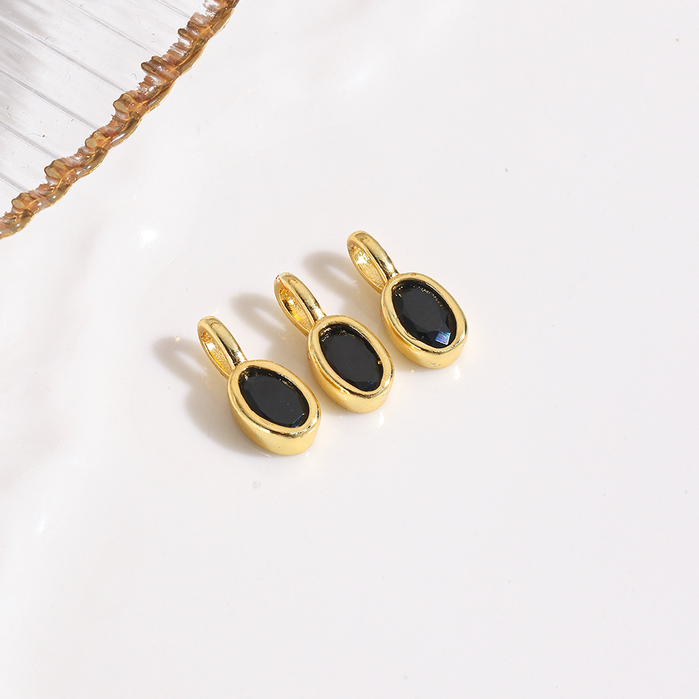 Fresh sweet geometric colored oval zircon small pendant, bracelet necklace DIY jewelry pendant accessories production