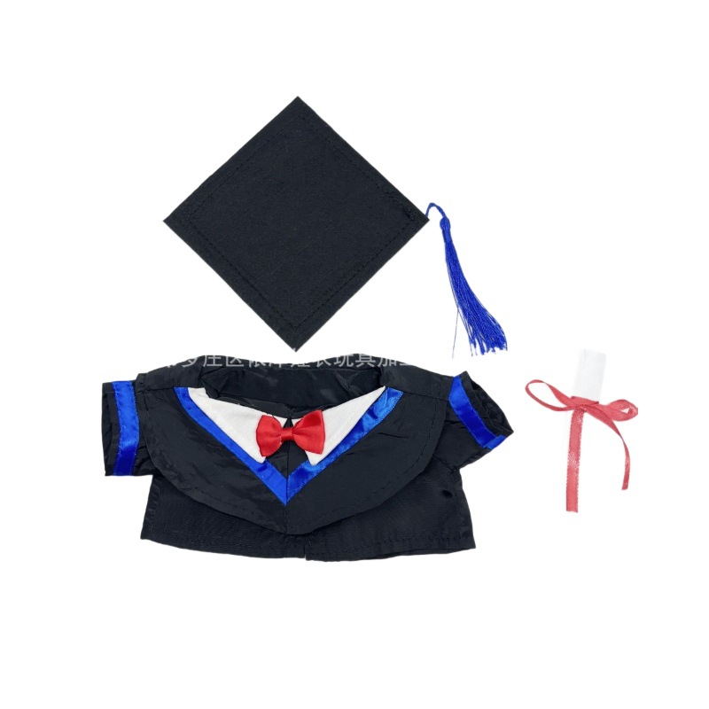 Doll Clothes Master's Gown Doctoral Cap Certificate Set Doctor Bear Replacement Bachelor's Gown Costume Plush Toy