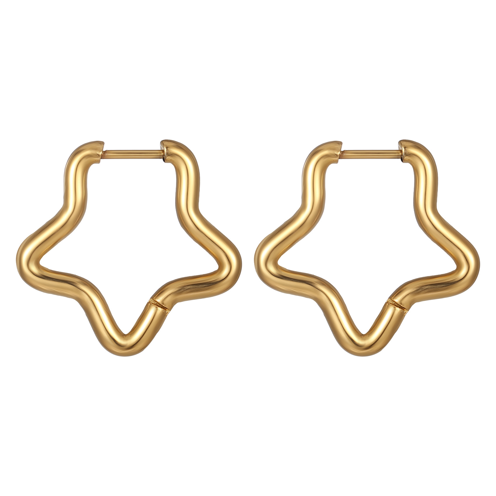 Geometric irregular stainless steel ear clips, five-pointed star, peach heart, square, polygon titanium steel earrings