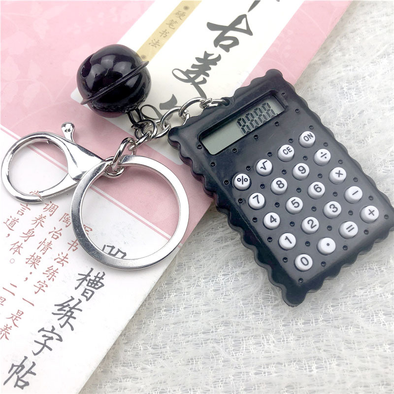 Biscuit Type Mini Calculator Bell Keychain Pendant Student Portable Palm Cute Computer