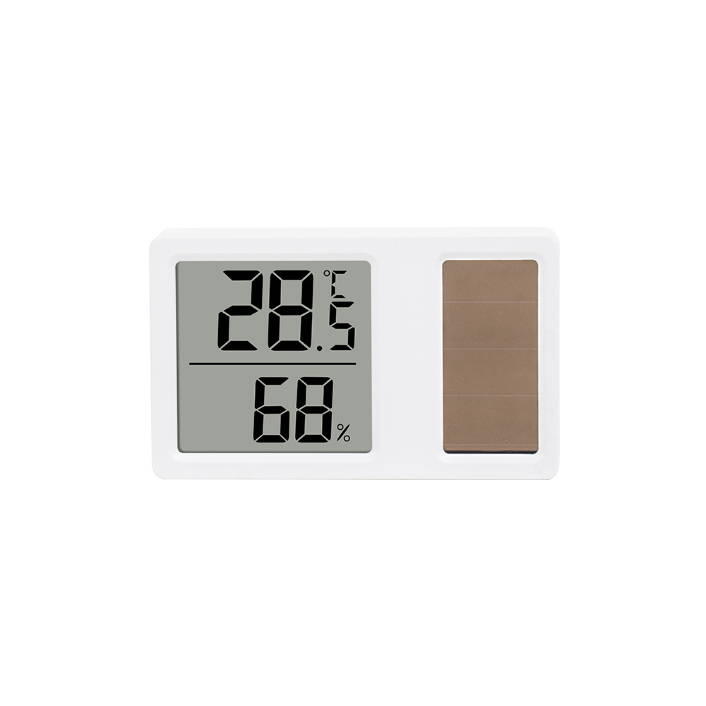 New Solar Digital Temperature and Humidity Meter Household Precision Thermometer Mini Hygrometer Stand or Wall-Mounted
