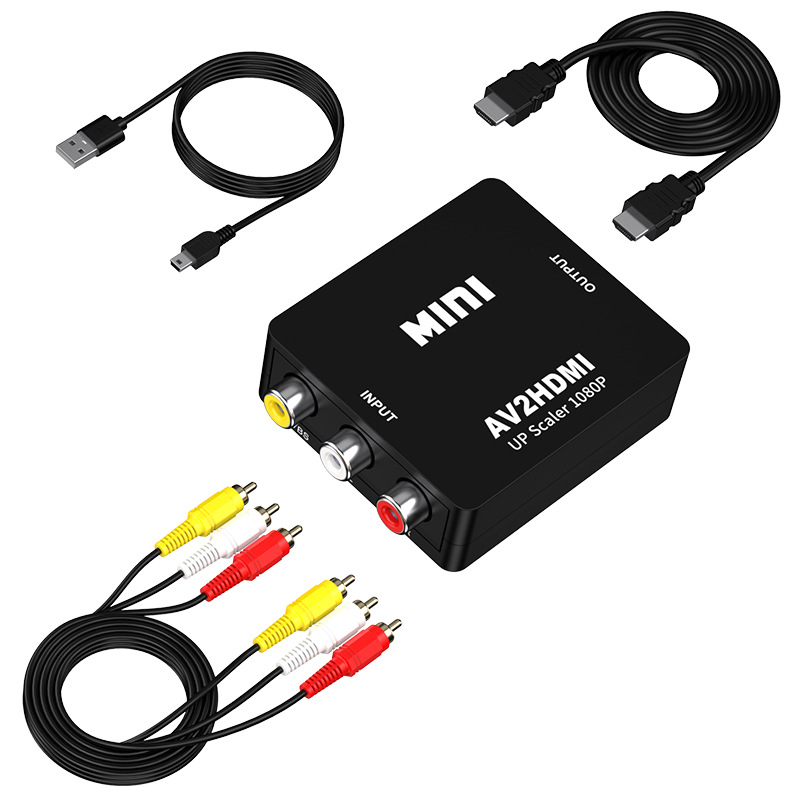 AV to HDMI Video Converter 1080P Three RCA Surveillance Game Set-Top Box to TV Adapter