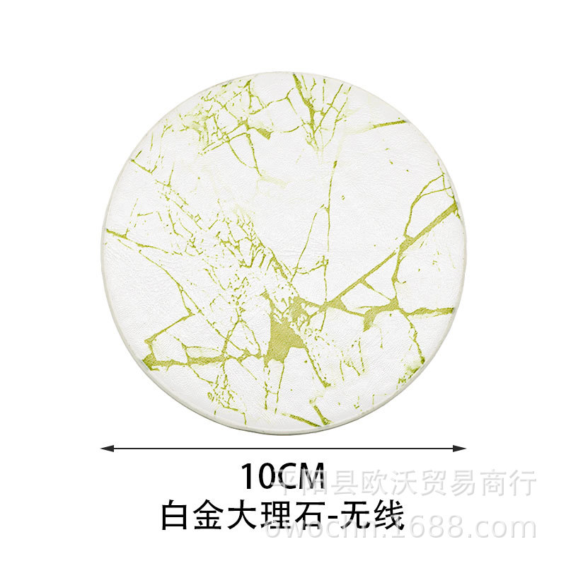Thickened coaster 10CM high temperature resistant white round PU simple heat insulation pad leather coaster logo new