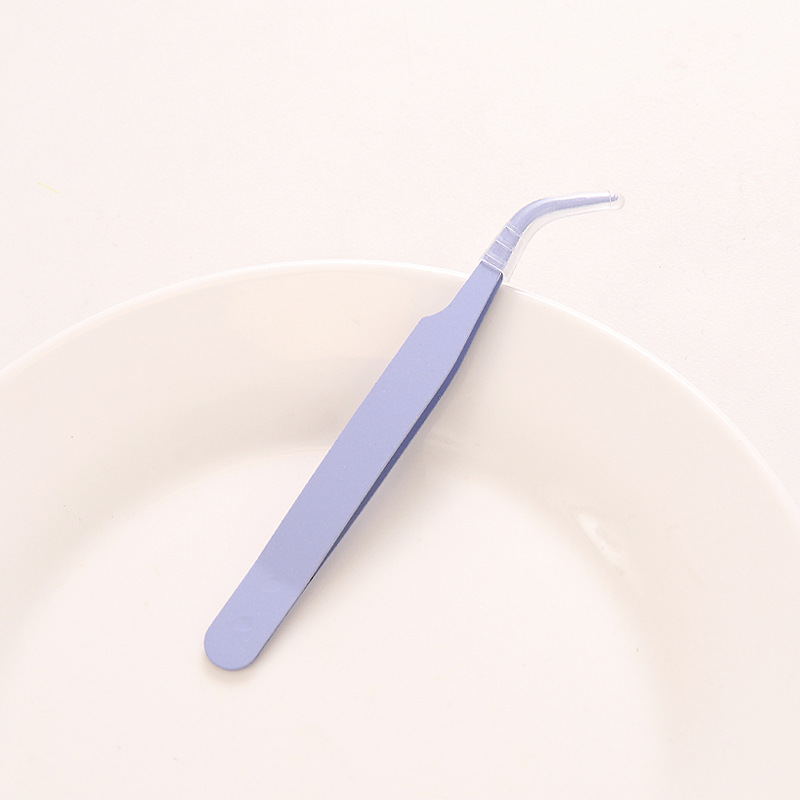 DIY colorful pointed curved tip clip macaron pink eyelash manual hand account tweezers stainless steel tweezers