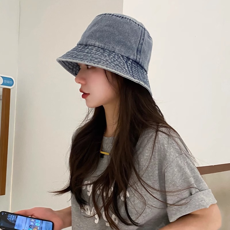 Hat for Women, Spring/Summer/Autumn, Washed Fisherman Hat, Simple Sun Protection, Denim Basin Hat