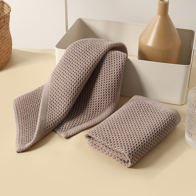 Dishcloth Cotton Square Towel Dishcloth Hand Towel Tea Towel Daily Honeycomb Absorbent Cotton Breathable Kitchen Clean Non-greasy