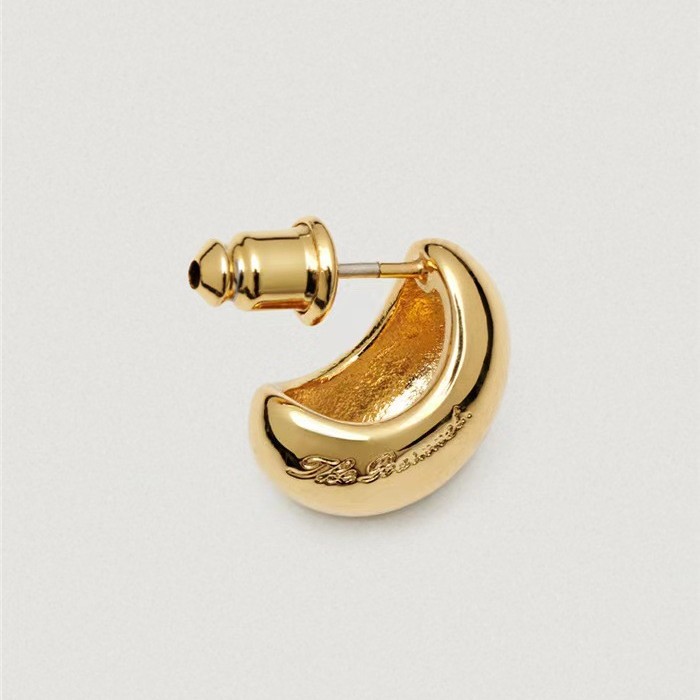 Fever moon earrings for women, 925 silver needle copper plated 18k gold, simple commuter earrings