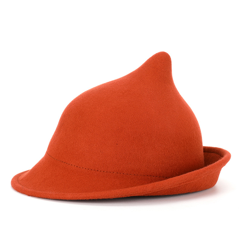 Magic Hat Wizard Hat Felt Hat Halloween Stage Costume Rolled Brim Wool Witch Hat 54-57cm