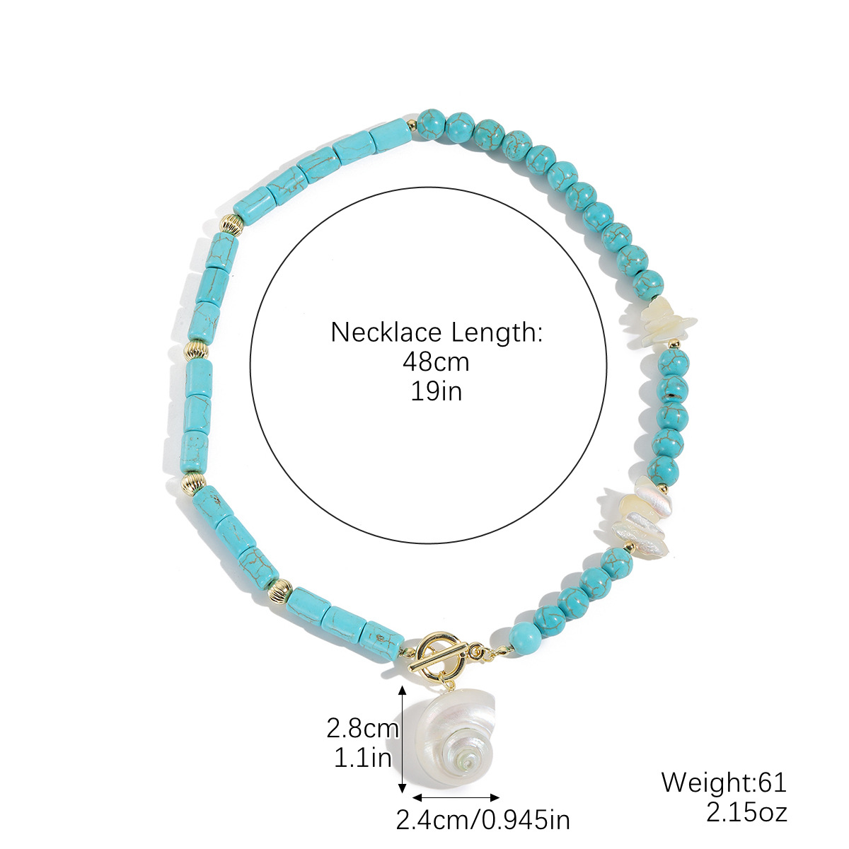 Turquoise necklace Bohemian ethnic style double-layer stacked drop turquoise necklace