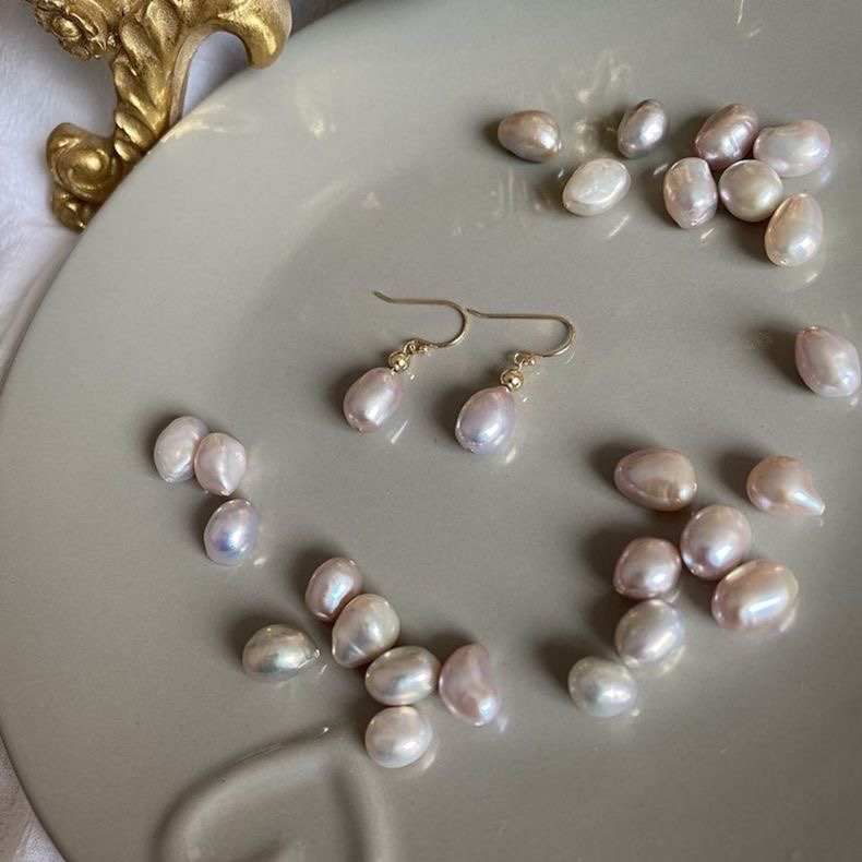 Natural baroque irregular lavender romantic light purple pearl earrings elegant studs for women