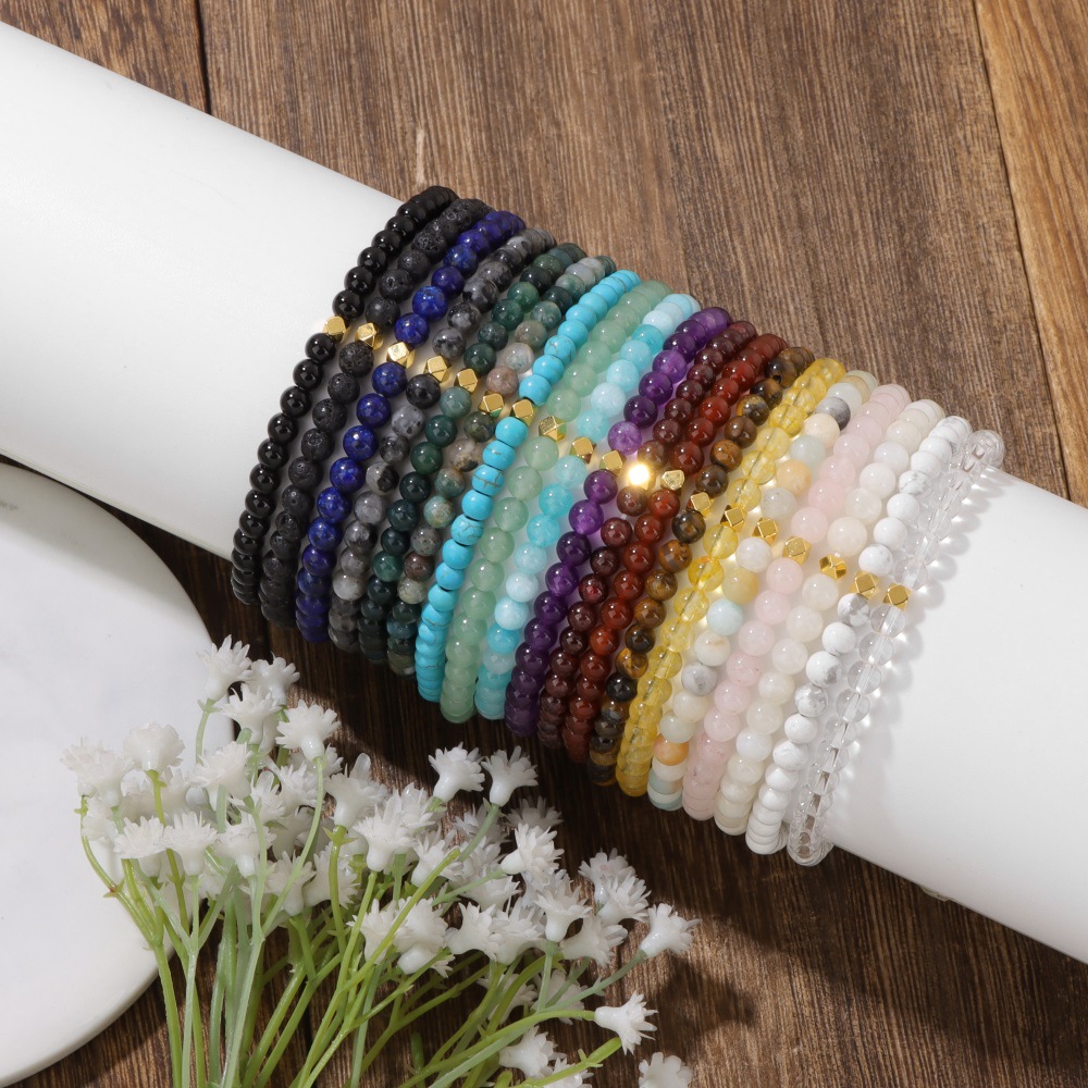 4mm stone bead bracelet simple gold bead card pack fresh best friend couple