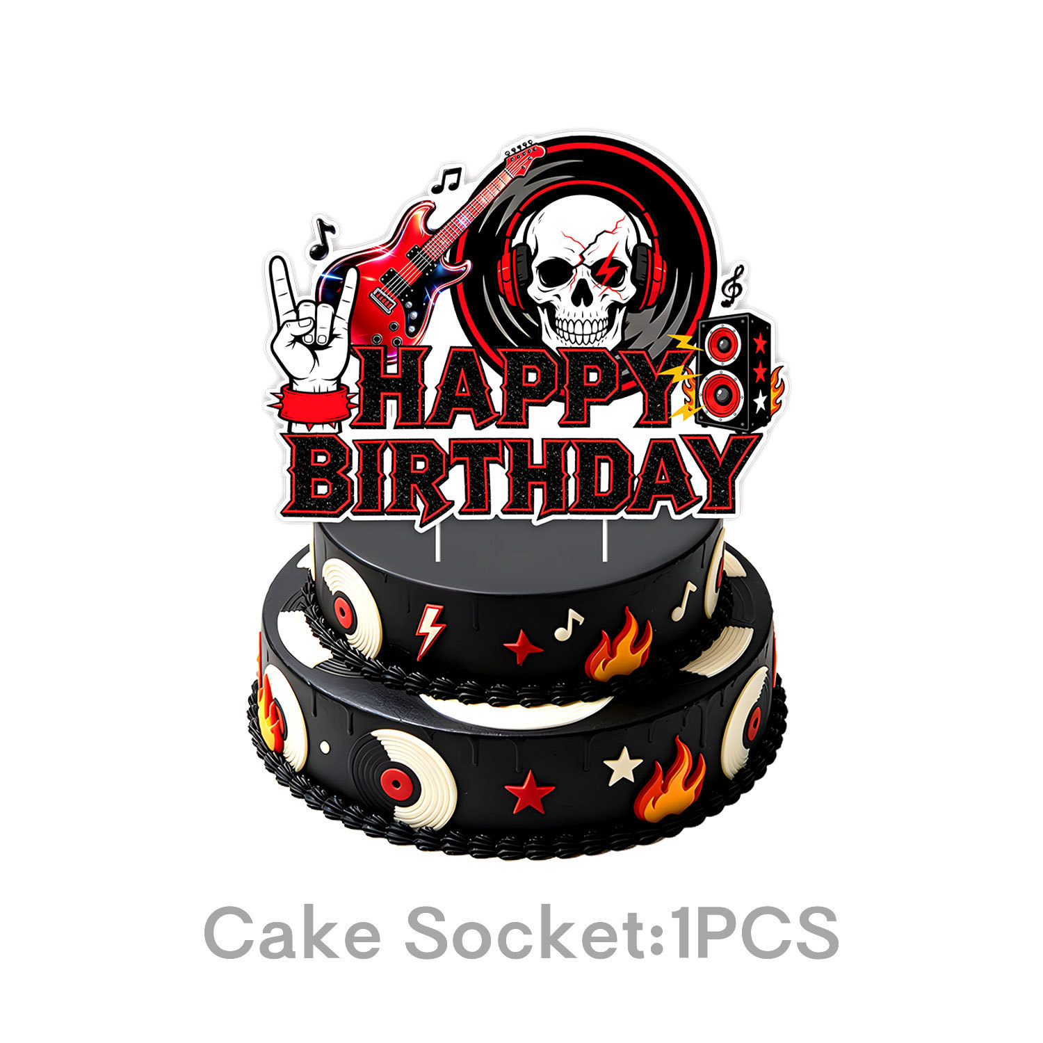 Rock Rock Skull Theme Birthday Party Set Disposable Paper Plate Paper Cup Tablecloth Bunting Flag Atmosphere Decoration