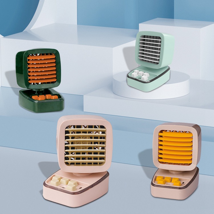 New spray mist fan, cute computer-shaped cooling summer USB rechargeable mini desktop fan