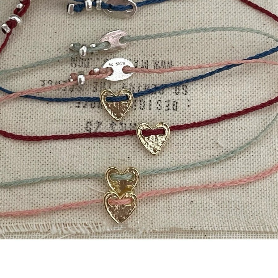 Small colorful heart bracelet simple S925 sterling silver multicolor handmade woven rope for women