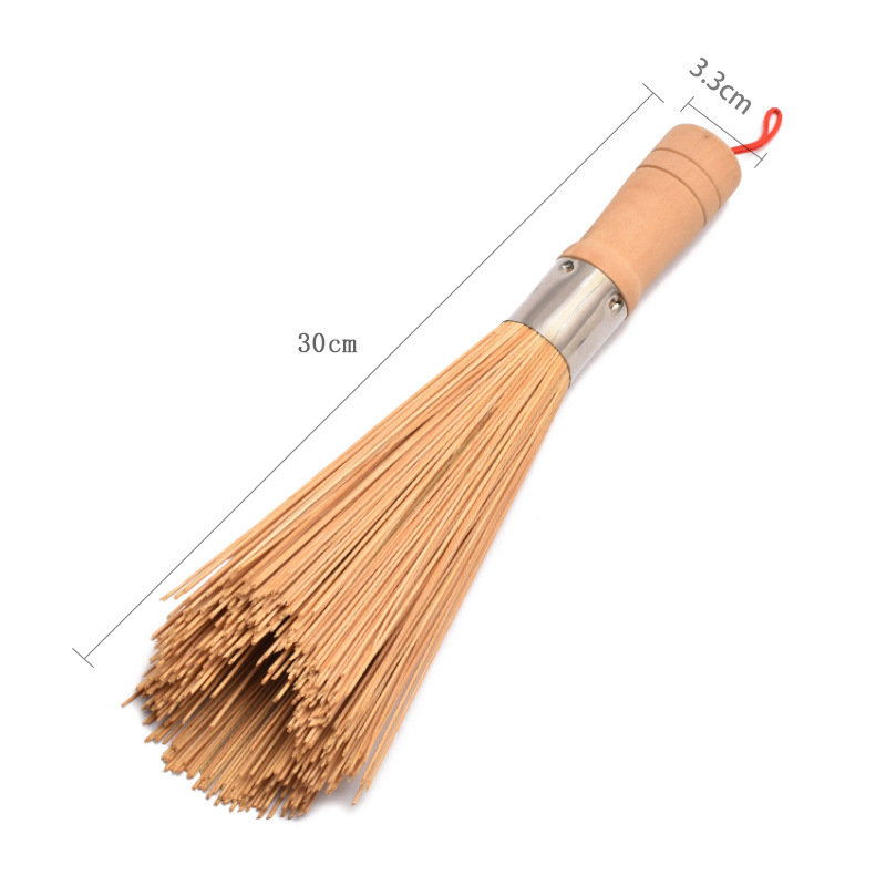 Bamboo long-handled dish brush, commercial kitchen cleaning pot brush, hotel restaurant slanted bamboo pot brush, old-fashioned cooking brush