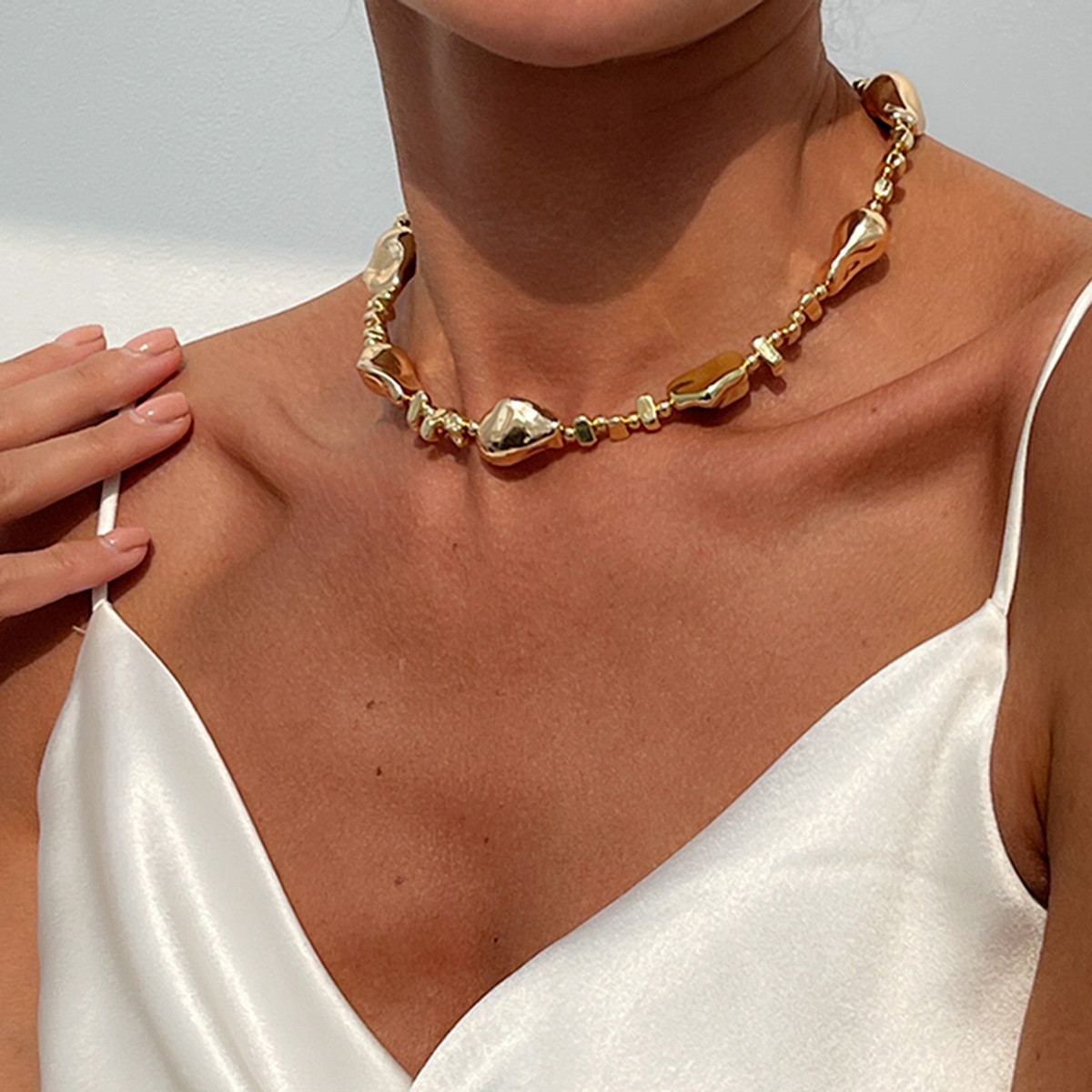 Jewelry irregular pearl necklace five-pointed star irregular CCB copper-clad iron chain neck chain