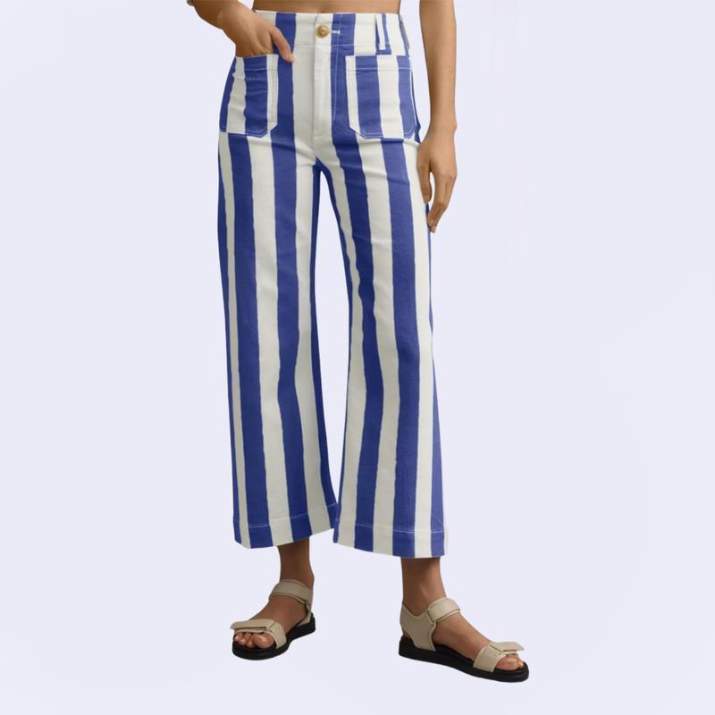 2026 Independent Station New Summer Striped Print Casual Women's Jeans