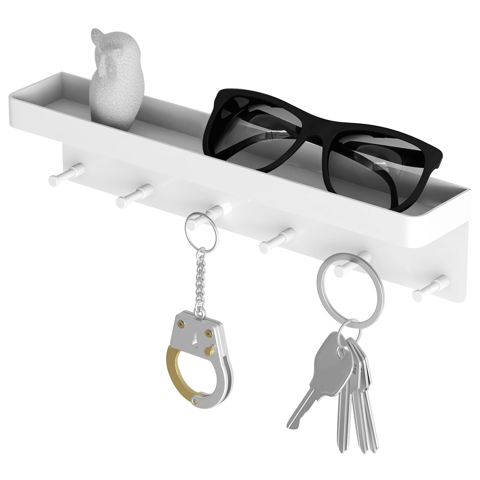 Entryway wall no-hole stainless steel key rack multifunctional seamless wall-mounted storage rack