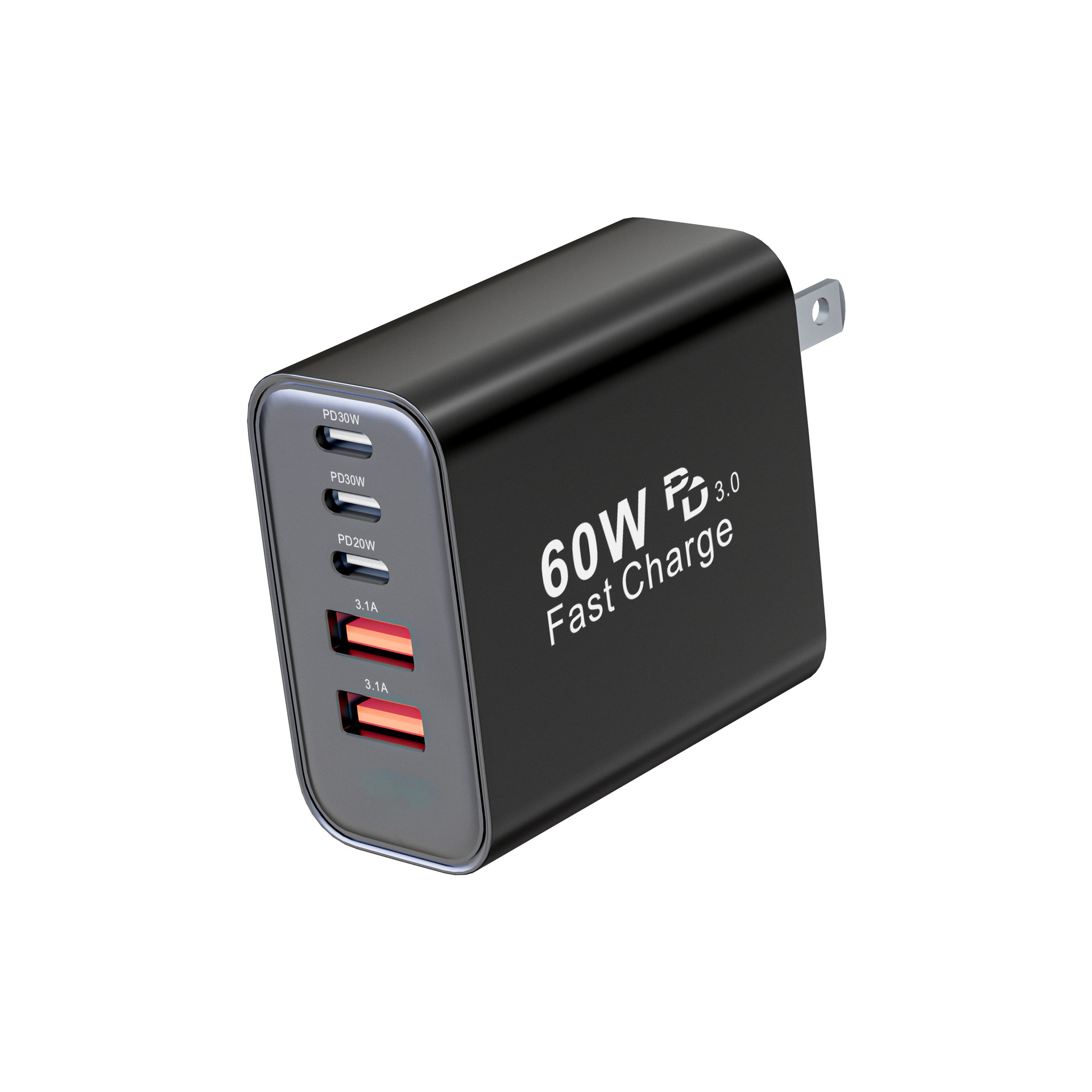 Hot UL certified PD60W charger for Samsung Apple 30W charging head multi-port adapter factory