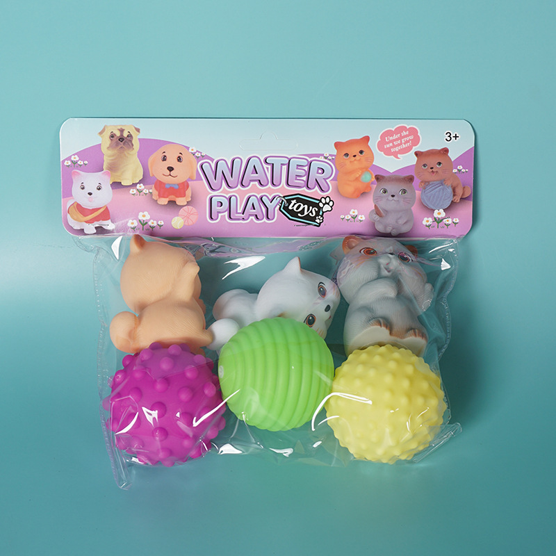 Cross-Border Baby Hand-Grabbing Ball Toy Manhattan Children's Soft Rubber Touch Massage Vinyl Educational Bath Toy Ball