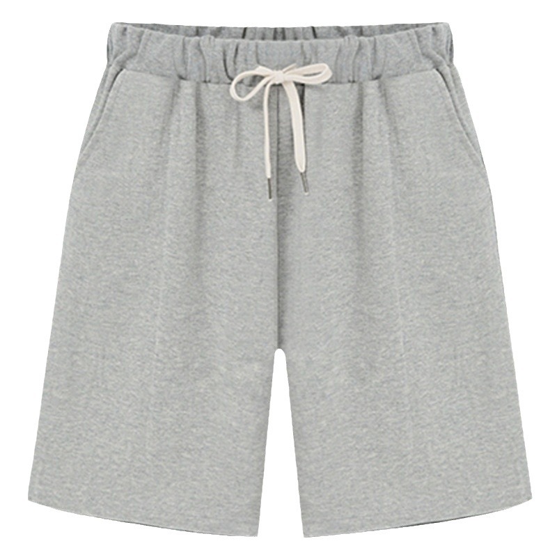 Solid color women summer high waist 300 jin five-tenths pants plus size drawstring sports casual pants fat mm straight leg pants sweatshirt