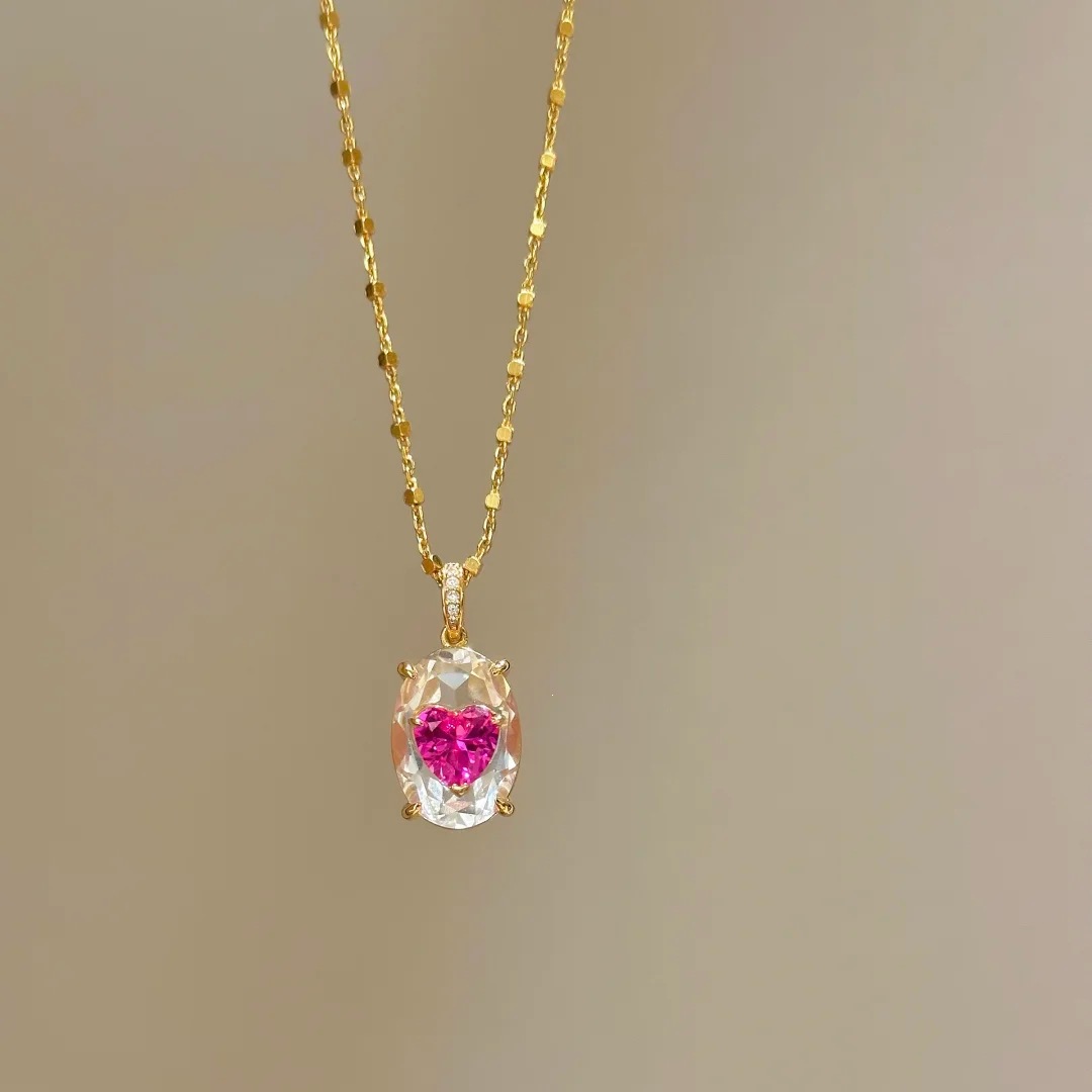 Love sealed dopamine pigeon blood ruby pendant necklace Paraiba pigeon egg ring women