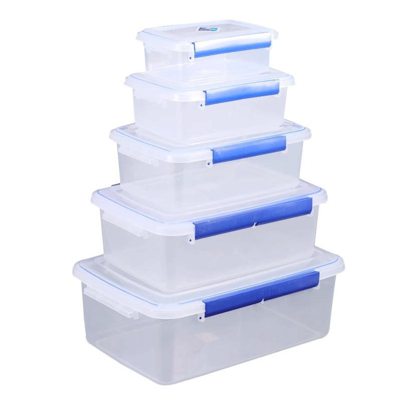Fresh-keeping box transparent plastic box commercial freezer high temperature resistant storage food box rectangular stall large capacity box