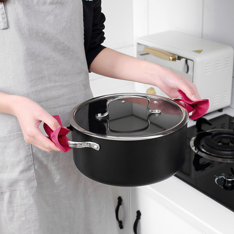 Bowknot silicone heat insulation clip silicone heat insulation pot clip kitchen practical small tool 2pcs set