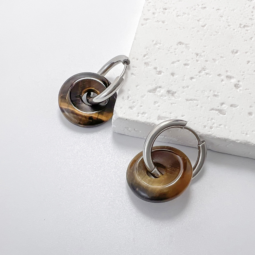 Stainless Steel and Natural Stone "Peace Knot" Hoop Earrings—Simple and Elegant Earrings