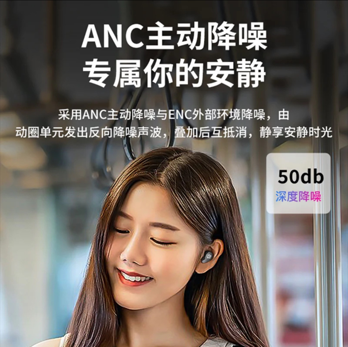 F9 Luoda chip wireless TWS high-quality Bluetooth earphone ANC active noise reduction ENC call long battery life in-ear