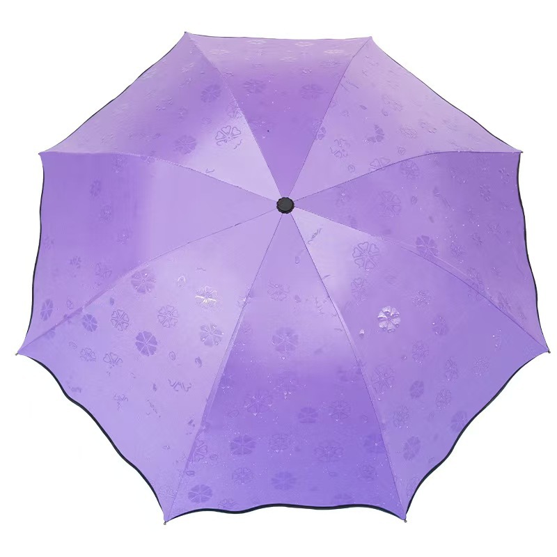 Flowers in Rain Summer Sunshade Umbrella Sun and Rain Dual-Use Manual Umbrella Sunscreen Sunshade Umbrella Folding Umbrella Sun Umbrella