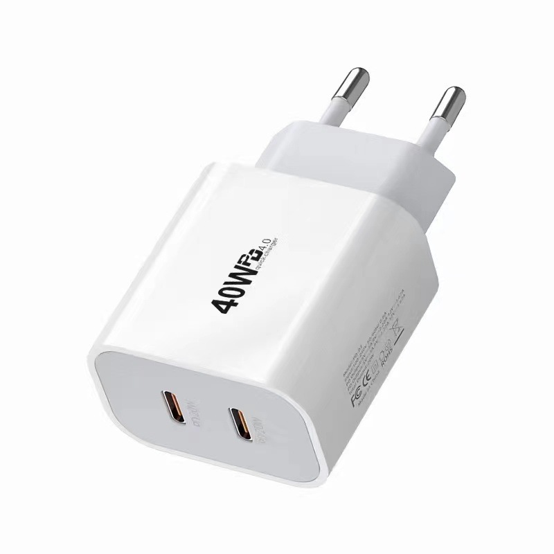 Dual PD40W Charger Applicable Apple Phone Charging Head 20W Dual TYPE-C Fast Charging Head US EU UK AU