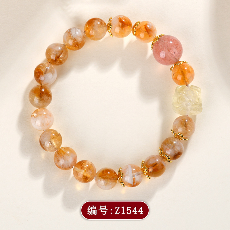 Z1544黄塔晶黄水晶醒狮手链