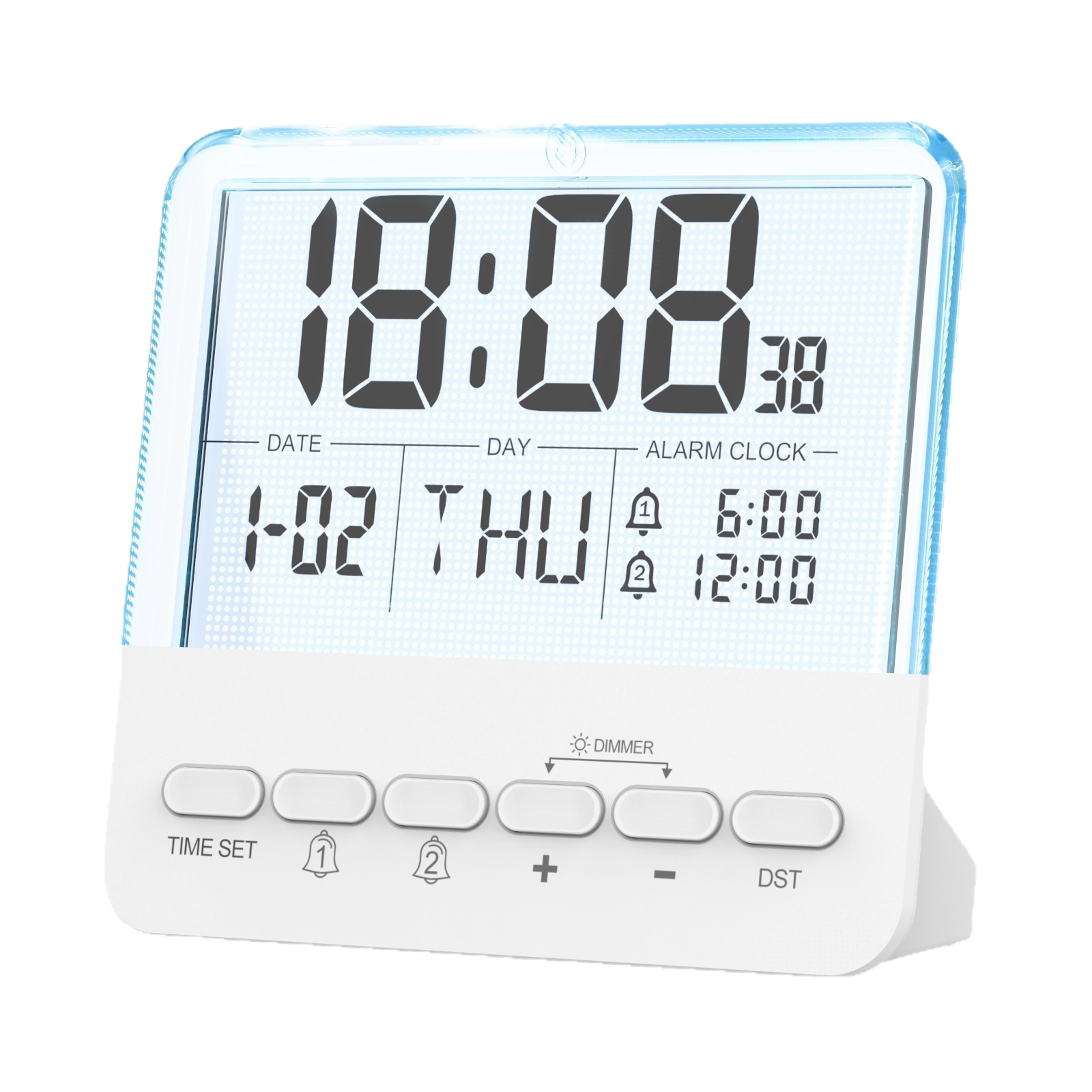 2026 new transparent glass clock LCD seven-color changing luminous electronic alarm clock large screen bedroom bedside clock