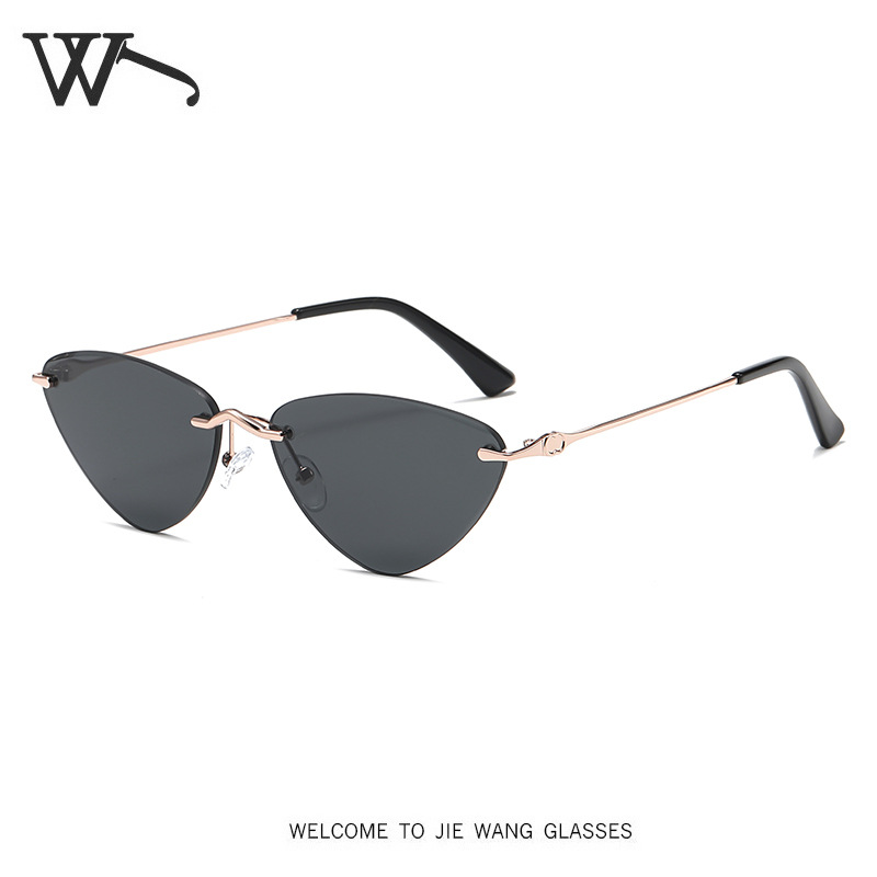 New Rimless Metal Sunglasses Street Photography UV Protection Color-Changing Sunglasses