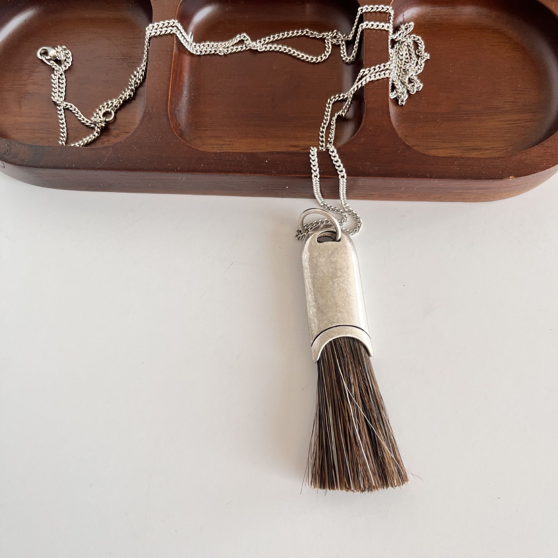 Cha Jung-won Horsehair Tassel Necklace Long Pendant Sweater Chain Accessory