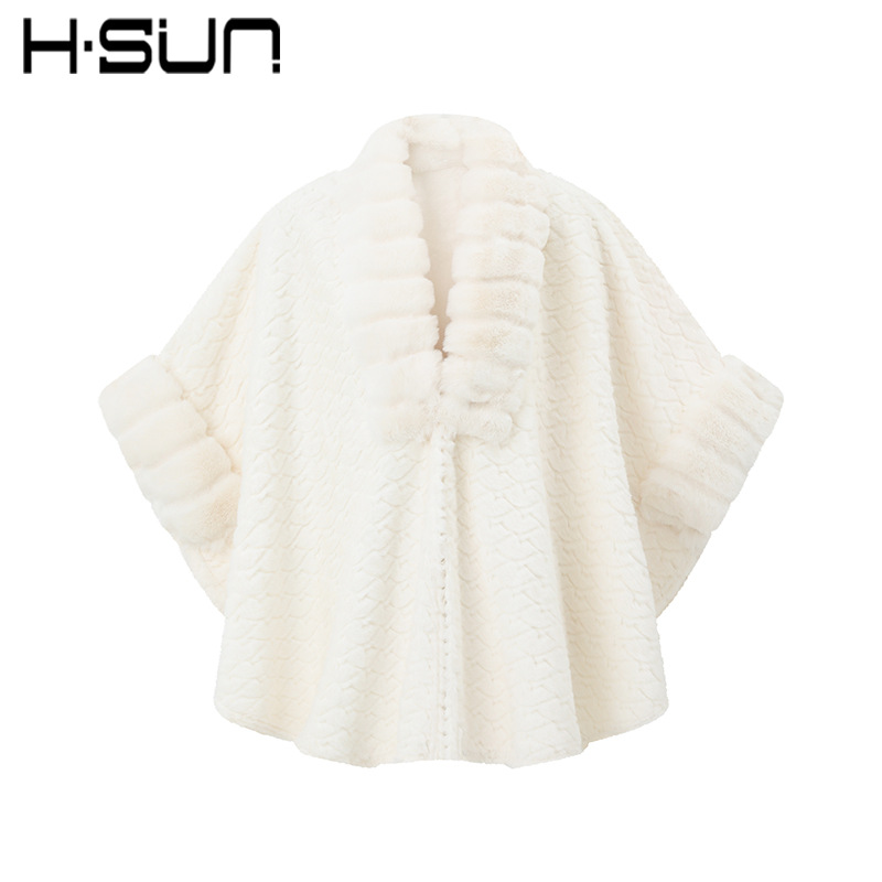2026 New Faux Fur Rabbit Fur Scarf Women's Knit Cape Small Jacket Women's Autumn and Winter Loose New
