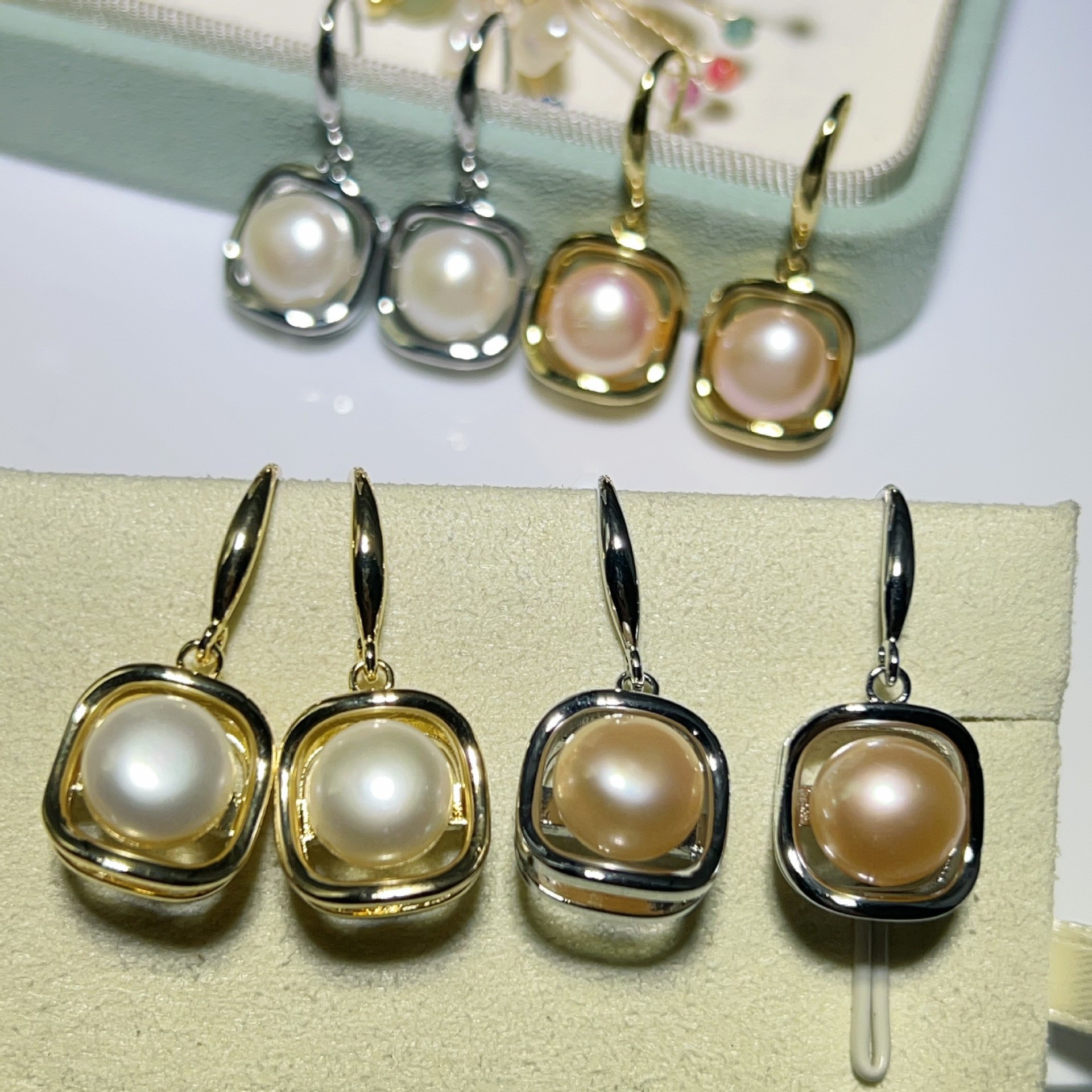金色托（不含珠） · P1335耳钩（9-10mm）